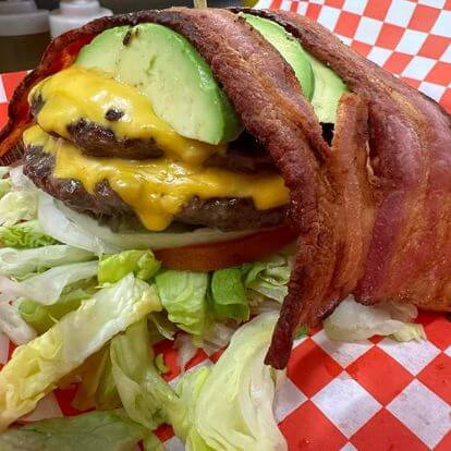 burger at Woody's Burger Shack