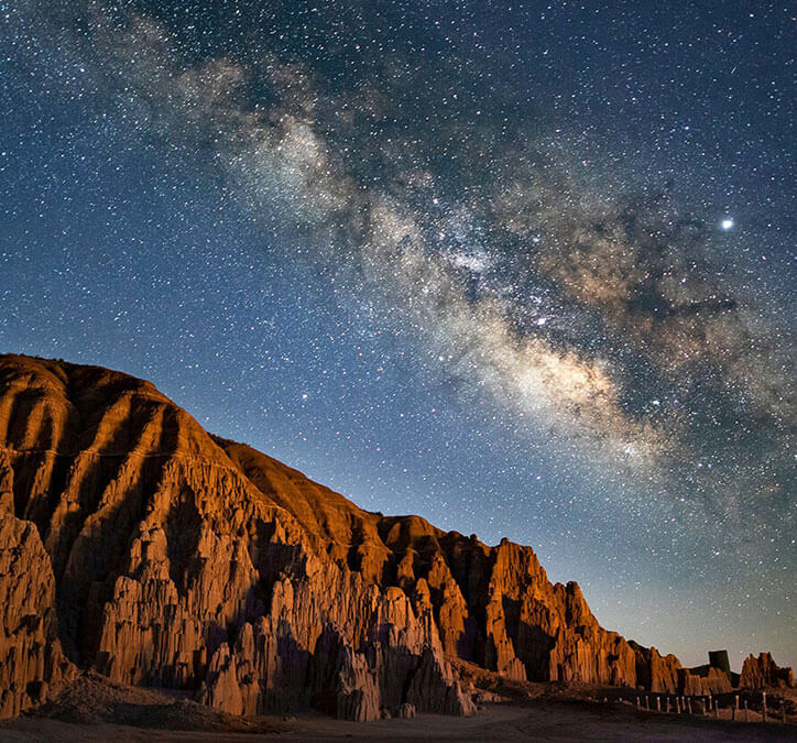 stargazing at cathedral gorge state park in nevada