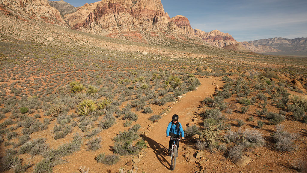 biking on trail Spring Mountain Ranch State Park 