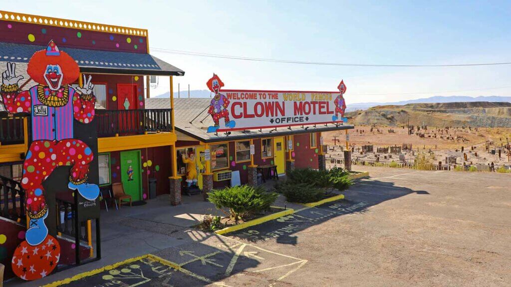 exterior of the clown motel in tonopah