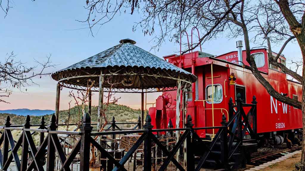 view of ruby caboose at sunset