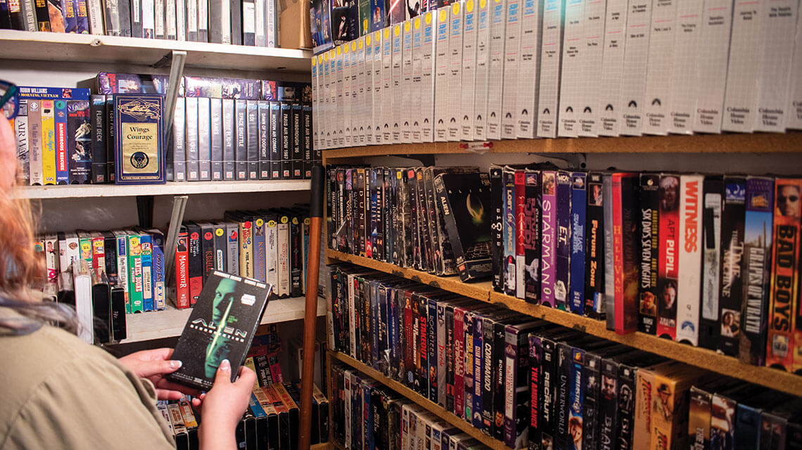 vhs closet at the little aleinn in rachel nevada