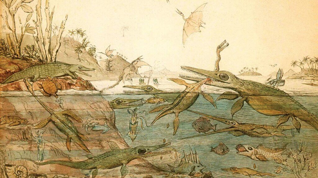 Henry de la Beche, “Duria Antiquior, a more ancient Dorset,” 1830, watercolor replica