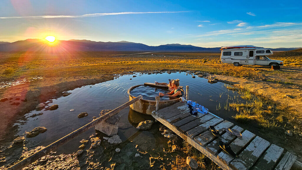 a couple at spencer hot springs in nevada