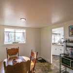Farmhouse dining room with coffee station