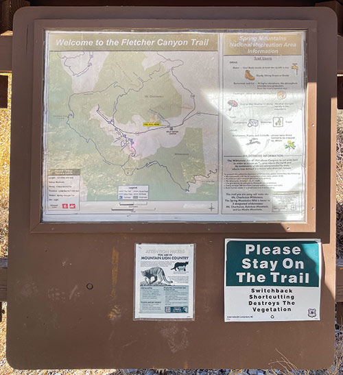A map of the Fletcher Canyon Trail.