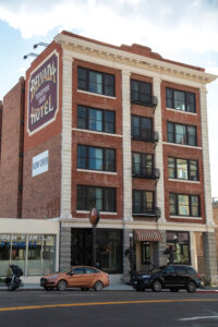 Exterior of the Belvada Hotel.