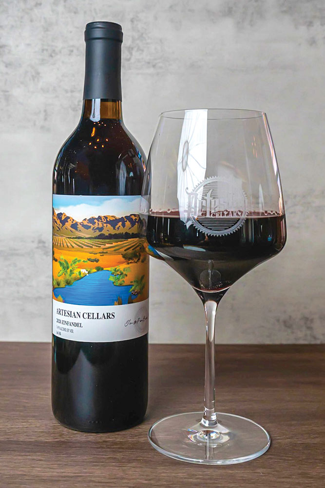 Artesian Cellars bottle and glass of wine