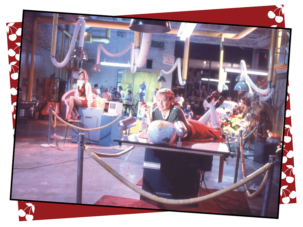 Bambi McCracken as a robot in Slim's Body Shop - this looks like a 1980s mad scientist workshop. ©provided by Gail Adler - courtesy of Annie and Sam Pressman and the Pressman Archives at The Academy of Motion Pictures Library