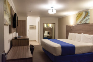 Interior of room from the Exchange Club Motel in Beatty.