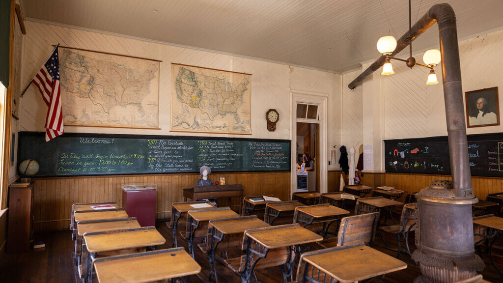 classroom inside historic fourth ward school museum in virginia city nv
