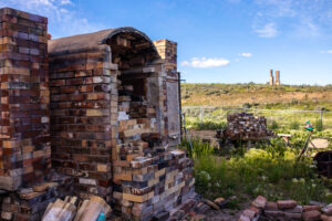 Brick kiln used for firing pottery pieces.