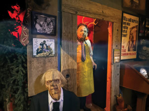 Two horror movie antagonists placed in frame at Tom Devlin's Monster Museum in Boulder City.
