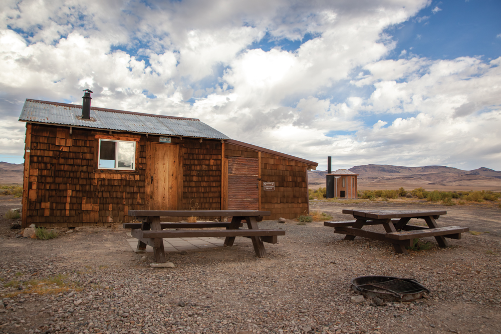 Exterior of Soldier Meadows Cabin.