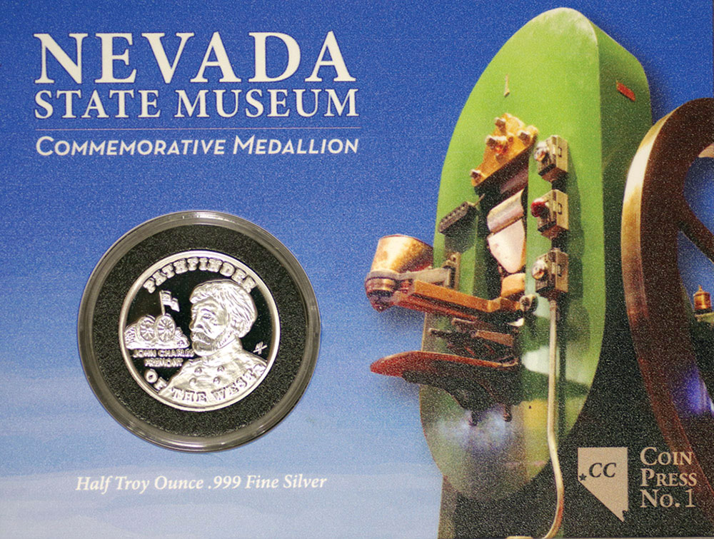 A commemorative Medallion made by the coin press in the Nevada State Museum