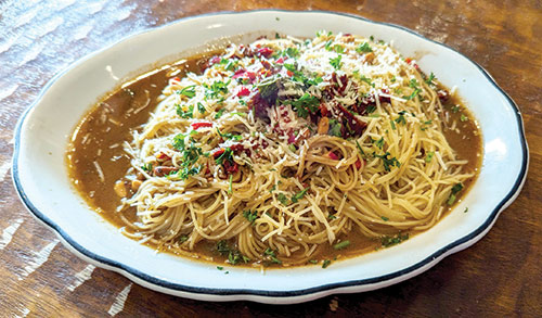 Bruschetta Angel Hair Pasta from Courtyard Café and Bakery. Photo ©Kristen Kabrin