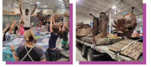 Left: Workshop at The Generator. Right: Art made at the Generator.
