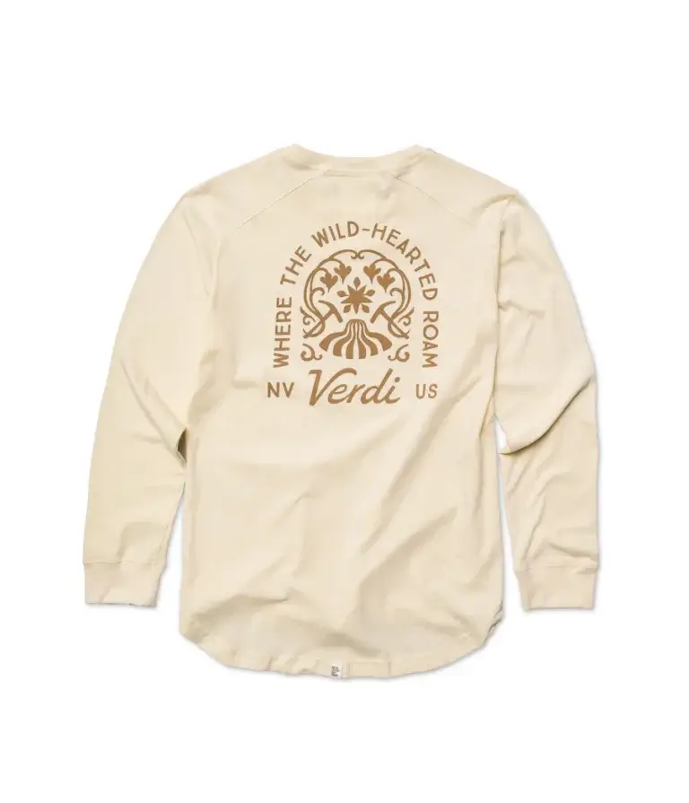Long sleeve shirt from deso supply company with artwork for Verdi, Nevada