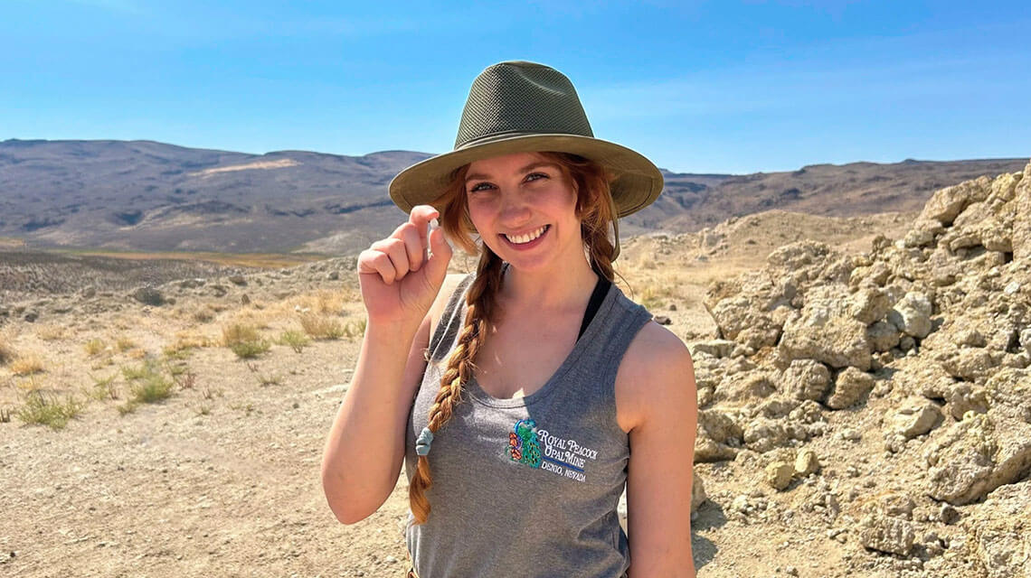 cate larsen groovygeologist at royal peacock opal mines in denio nevada