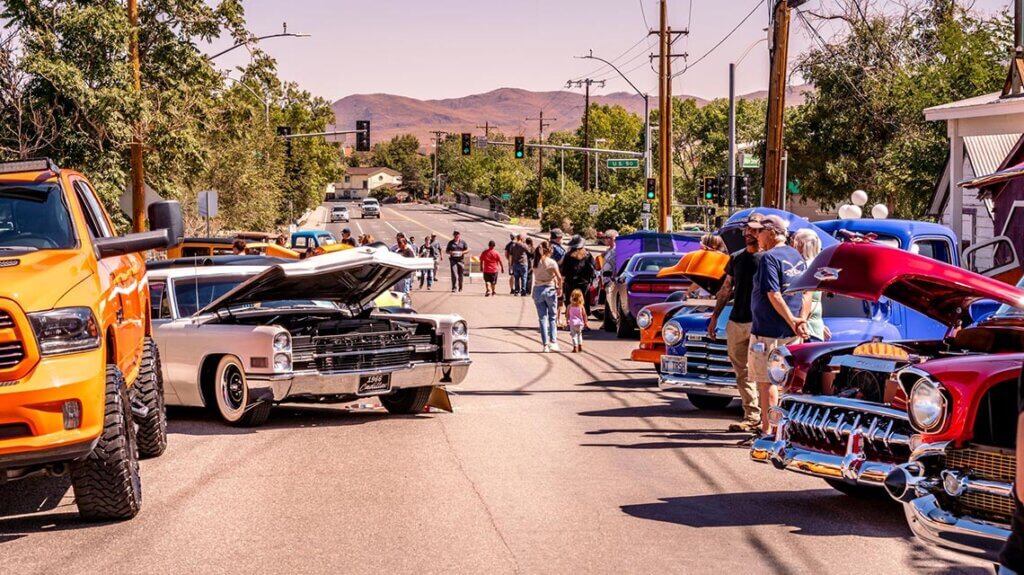 car show on main street during dayton valley days in dayton nevada