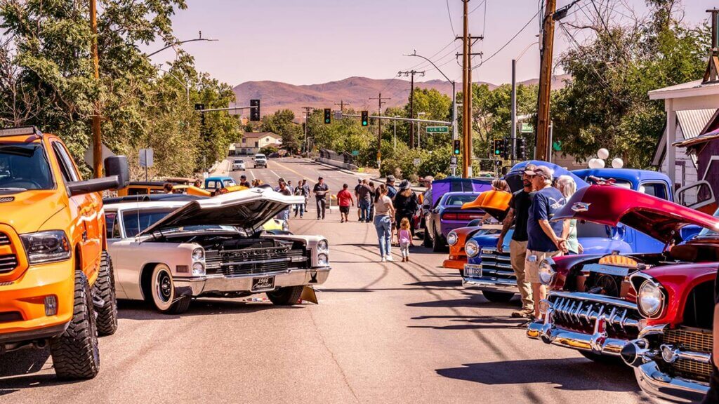 car show on main street during dayton valley days in dayton nevada