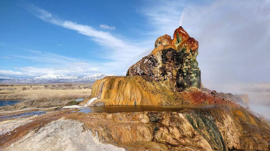 fly geyser on a fly ranch nature walk in the black rock desert nevada