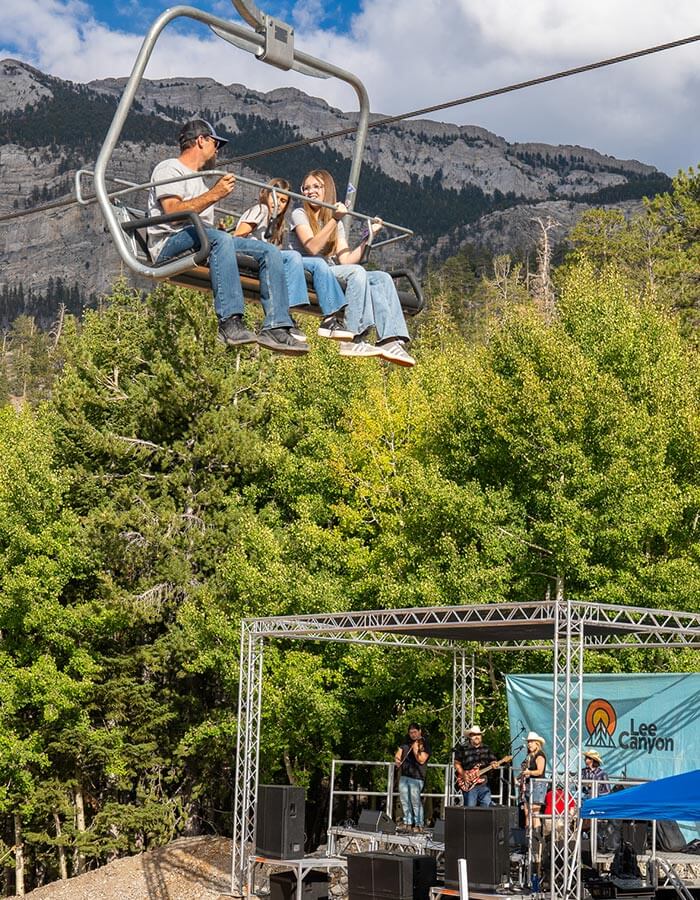 chair lift over a concert stage at lee canyon las vegas nevada