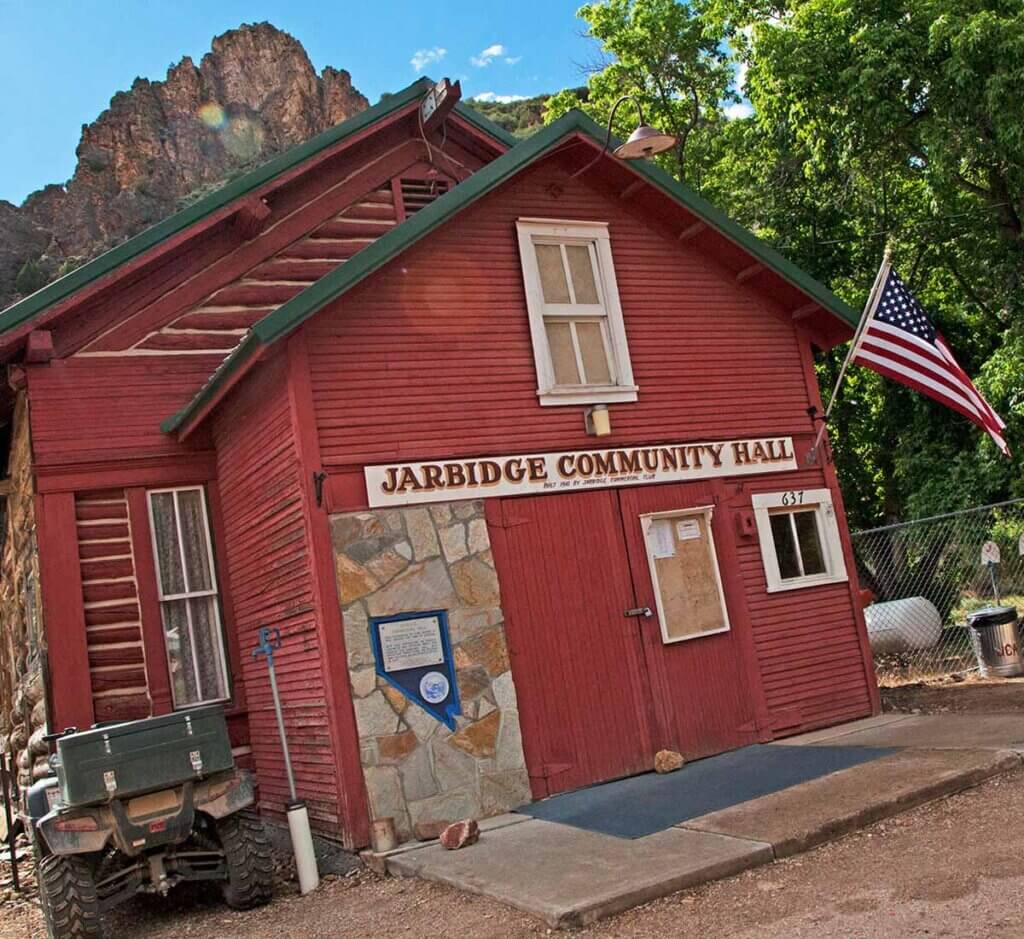 exterior of jarbidge community hall