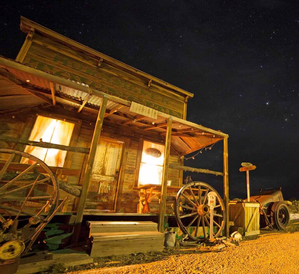 gold point ghost town at night