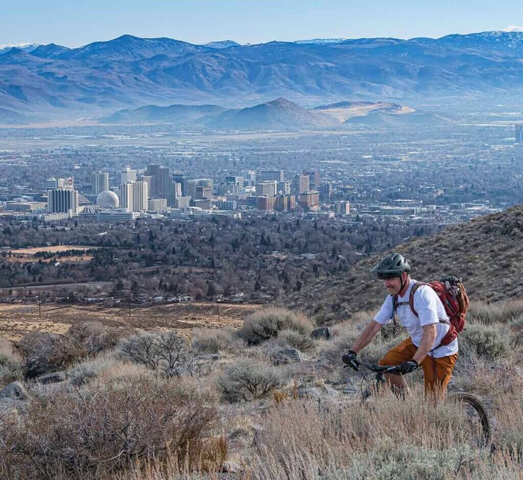 man biking peavine mountain nevada