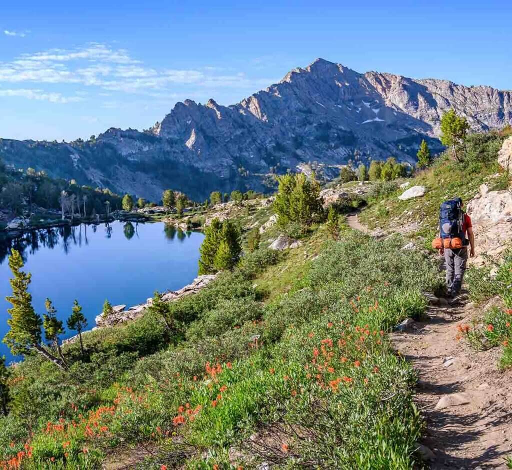 man hiking the ruby crest trail in nevada