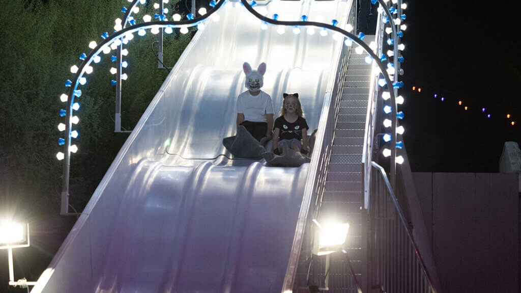 slide at halloveen at the magical forest opportunity village in las vegas nv