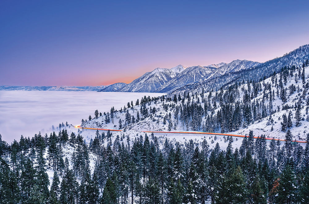 Wintery mountain pass in Nevada
