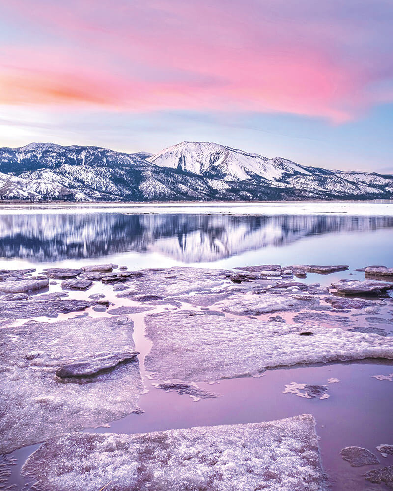 Snowy waterscape in Nevada