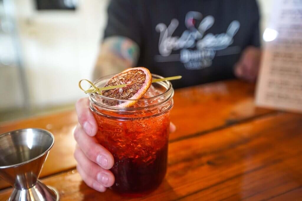 cocktail served at local distillery in verdi