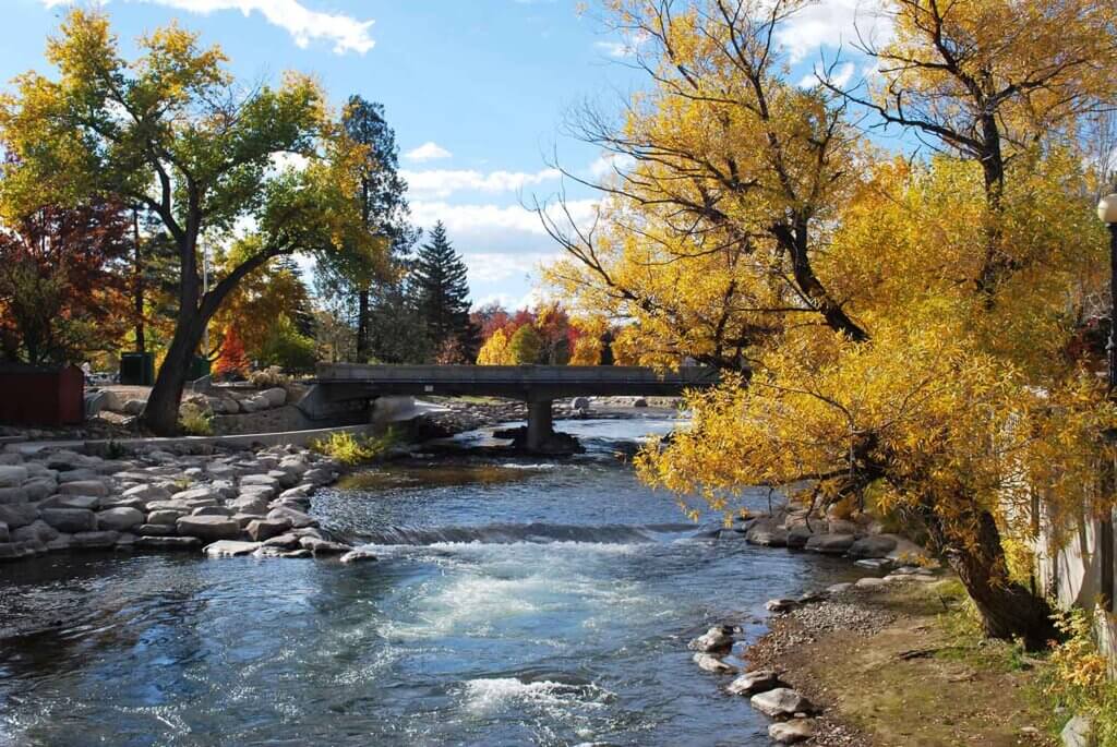 truckee river in downtown reno during fall