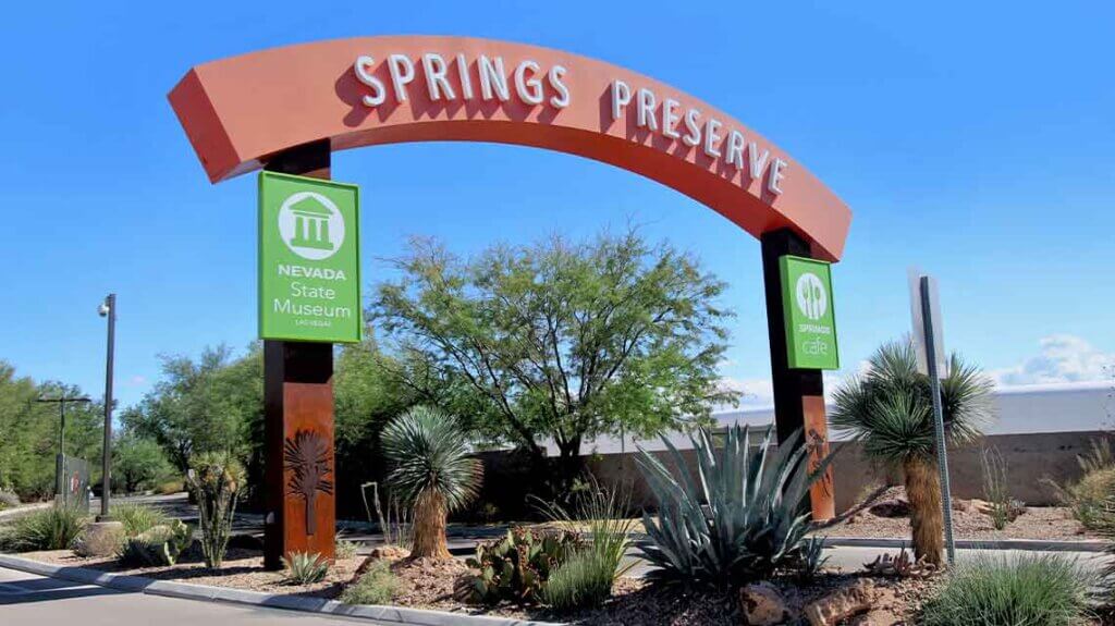 arch at the entrance of springs preserve nevada state museum