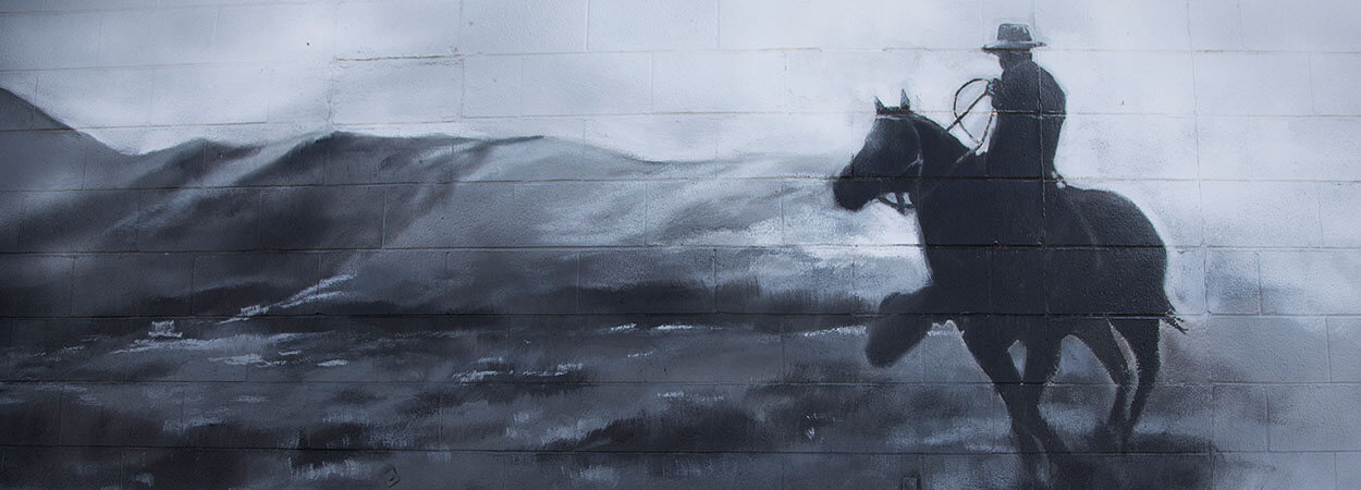 elko mural of cowboy riding horse