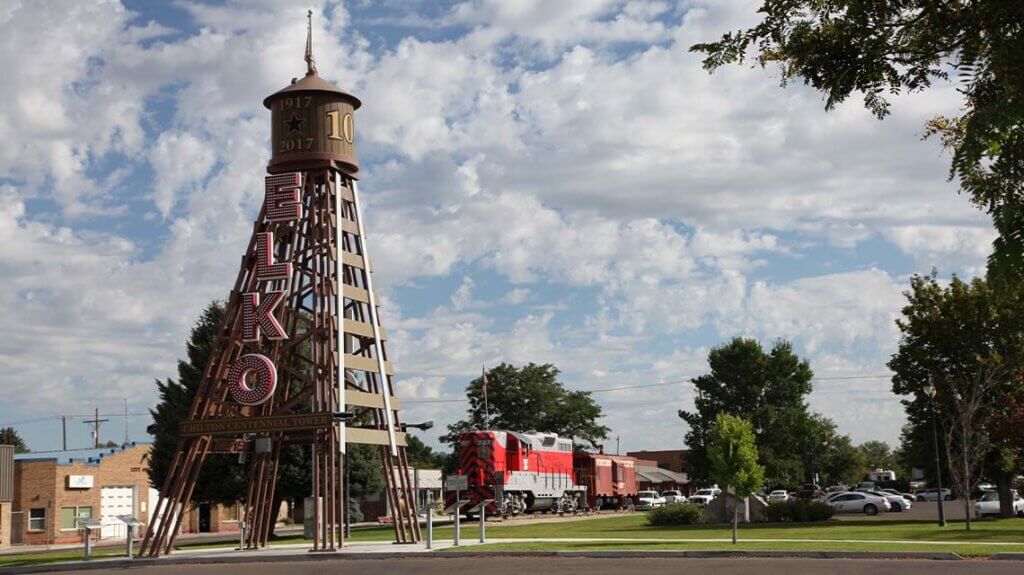 elko town sign centennial tower