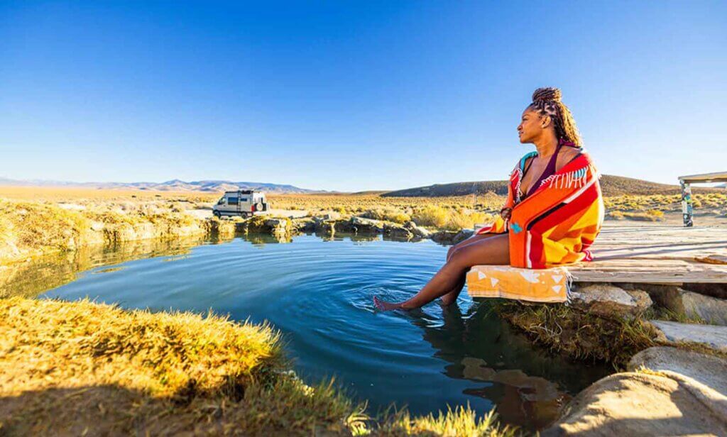 woman at spencer hot springs