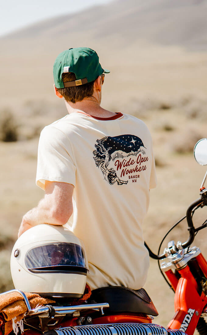 travel nevada x deso supply co. t-shirt featuring baker nevada
