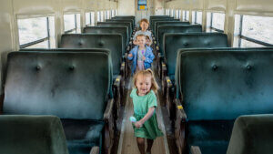 kids at the nevada state railroad museum in boulder city nv