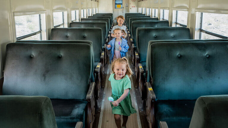 kids at the nevada state railroad museum in boulder city nv