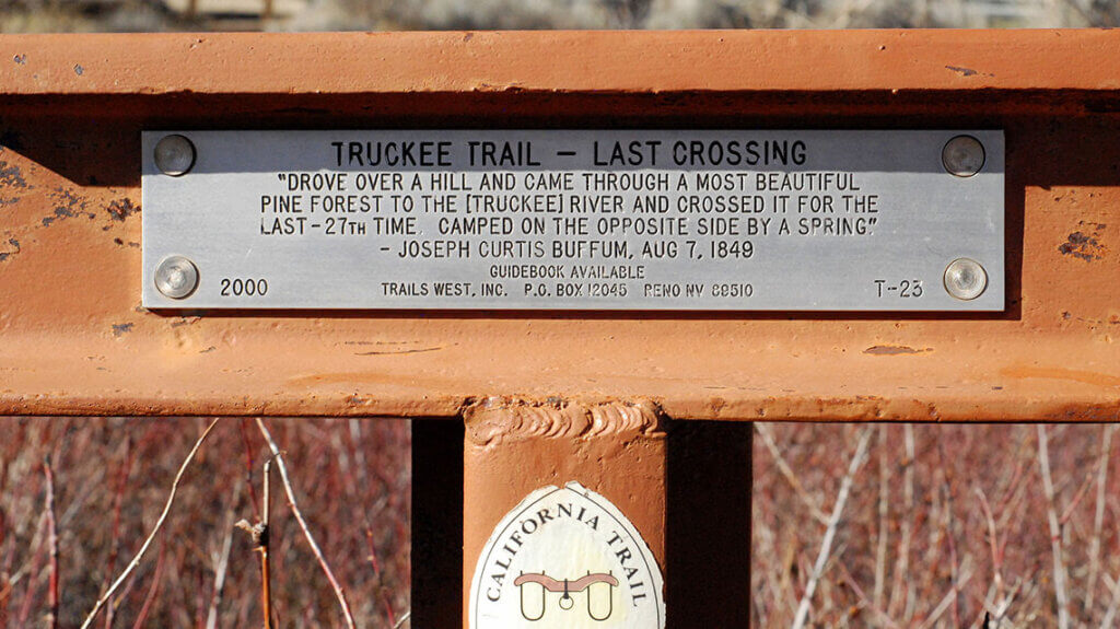california trail marker at crystal peak park in verdi nevada