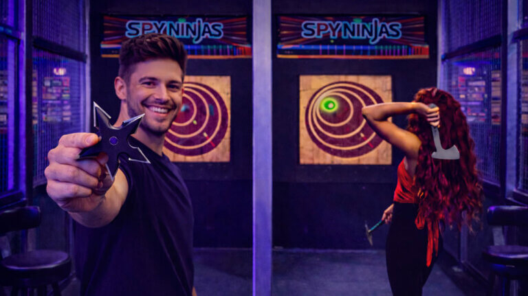 axe and ninja star throwing at spy ninjas hq adventure park in las vegas nv