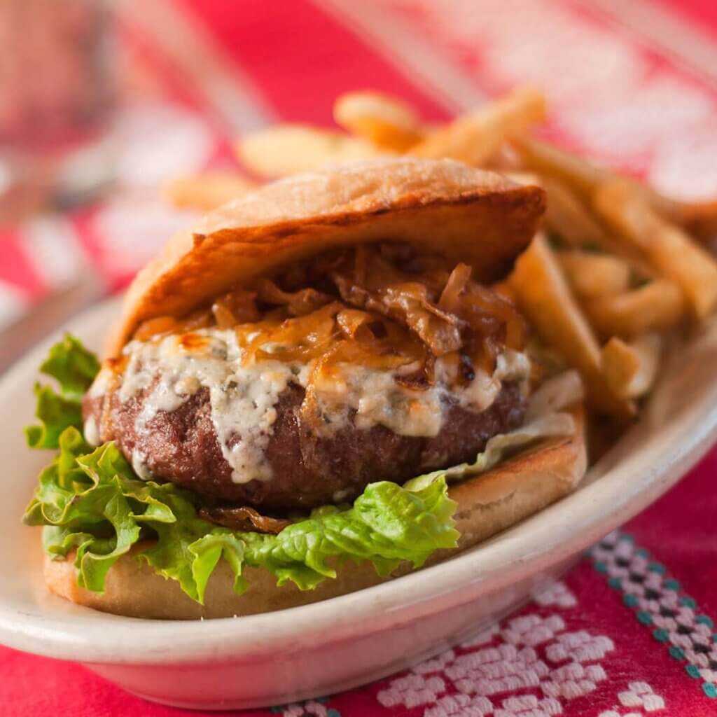 burger and fries from louis basque corner restaurant in nevada