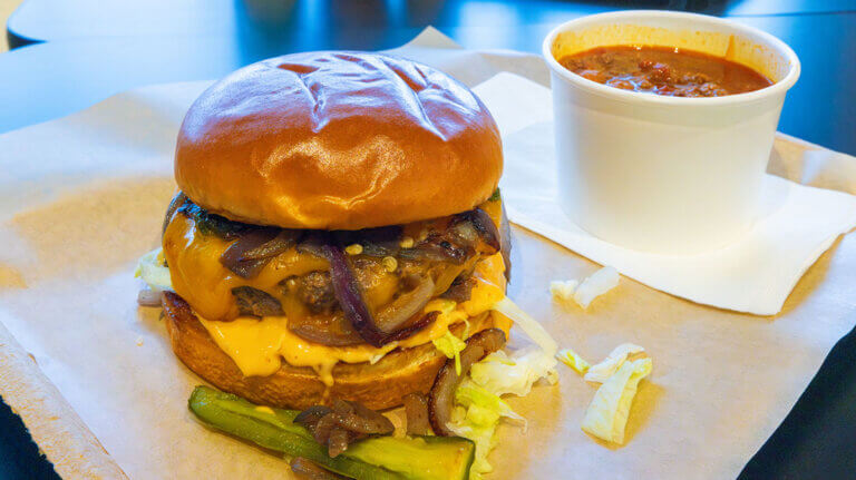burger and chili at the bighorn crossing at walker lake near hawthorne nevada