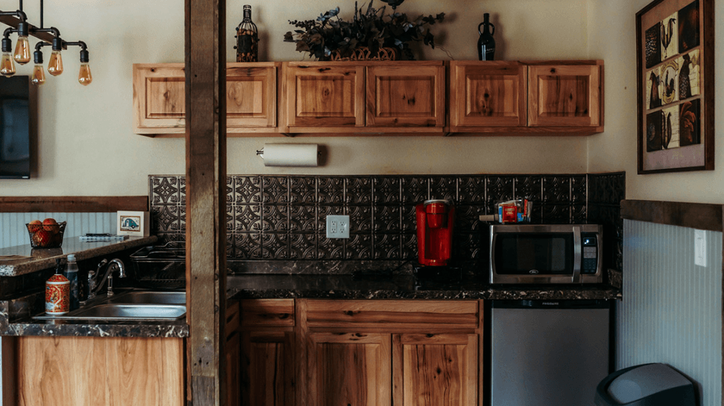kitchen inside the suite at bunker hill hideaway motel and rv park in kingston nevada