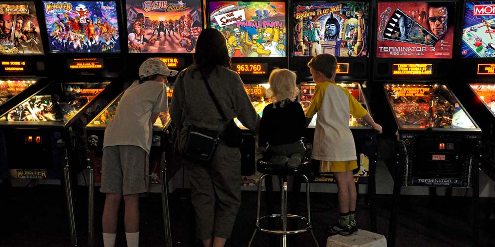 family at pinball hall of fame in nevada