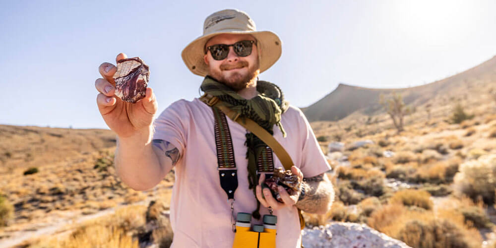 man rockhounding in southern nevada